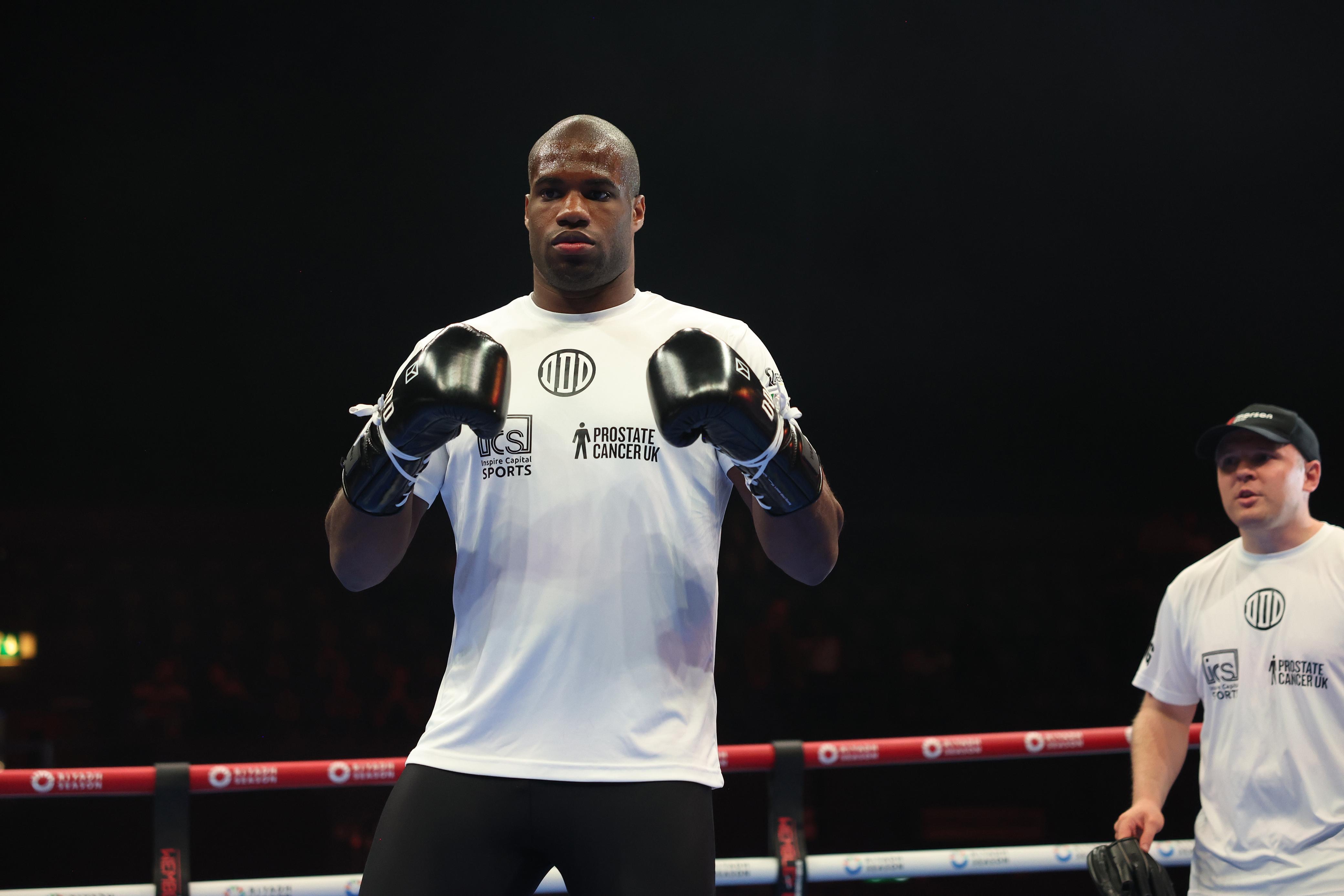 Daniel Dubois sporting the Prostate Cancer UK logo in the boxing ring