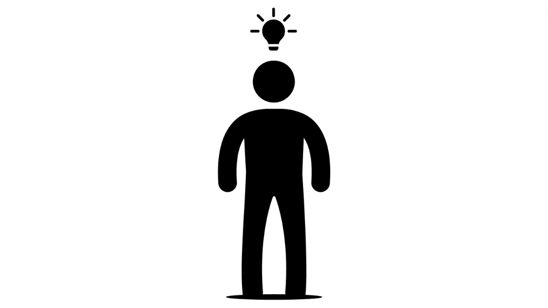 A man icon with a lightbulb above its head
