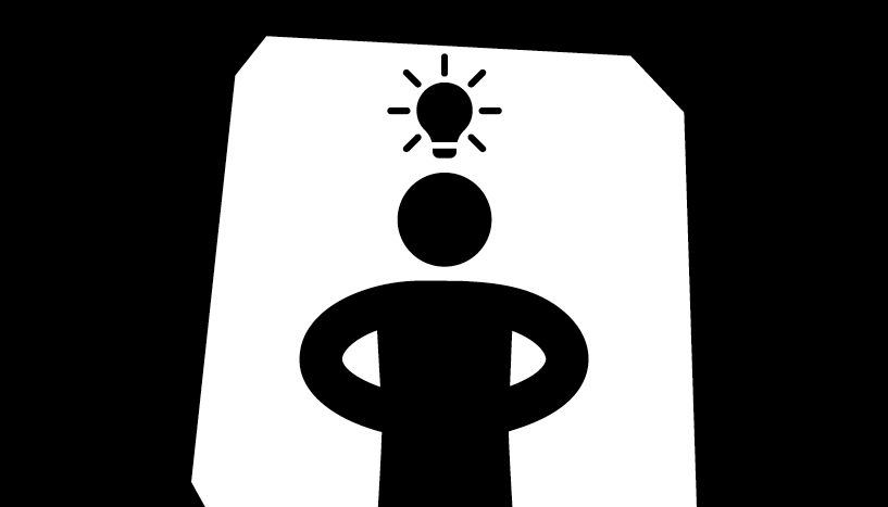 A man icon with a lightbulb above its head