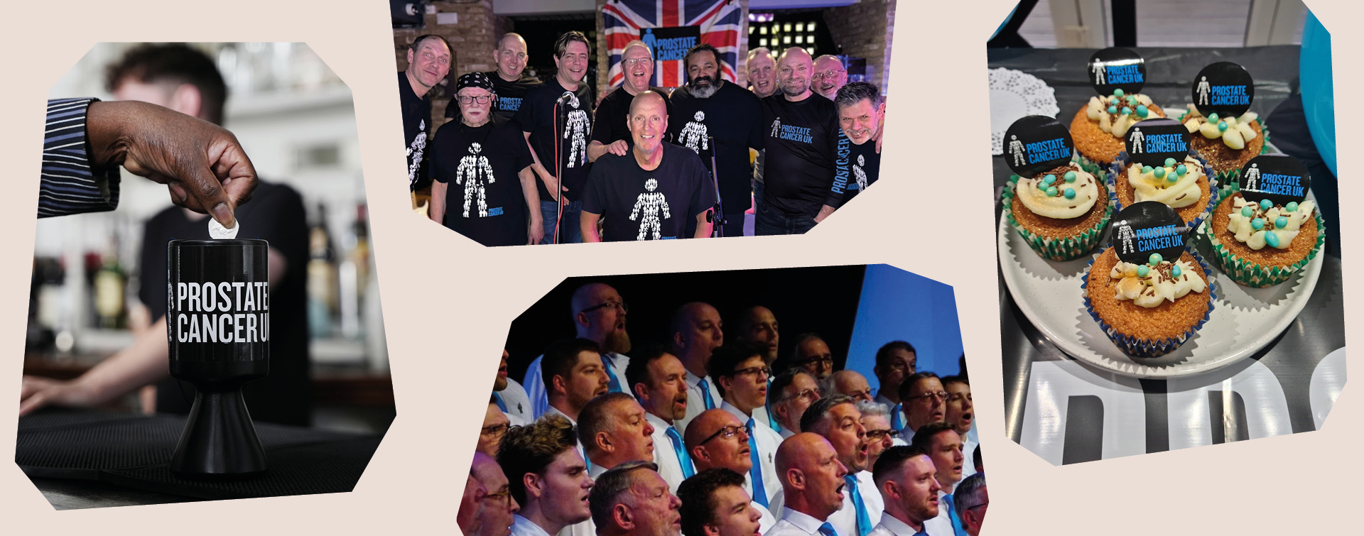 A collage of different fundraising photos