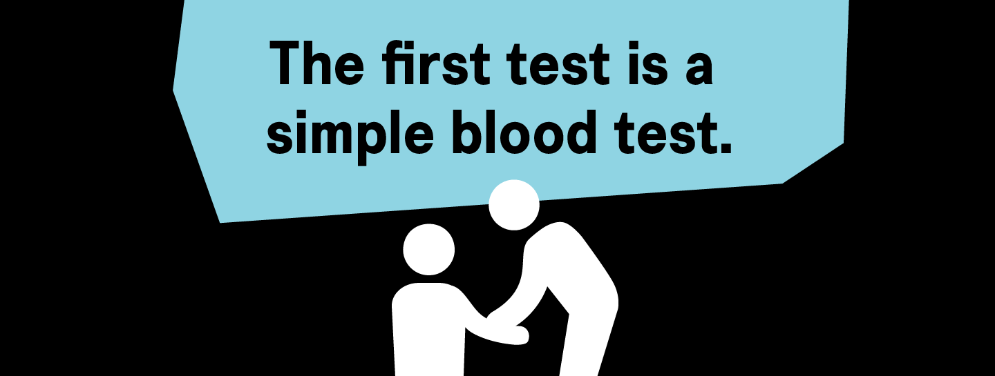 A graphic showing an illustration of a man receiving a blood test